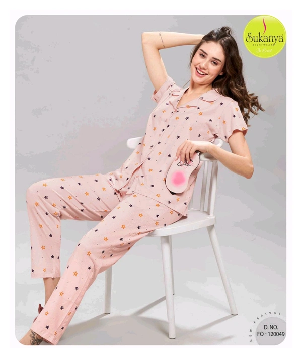 FRONT OPEN HOSIERY NIGHTDRESS  - L Size, LIGHT PINK