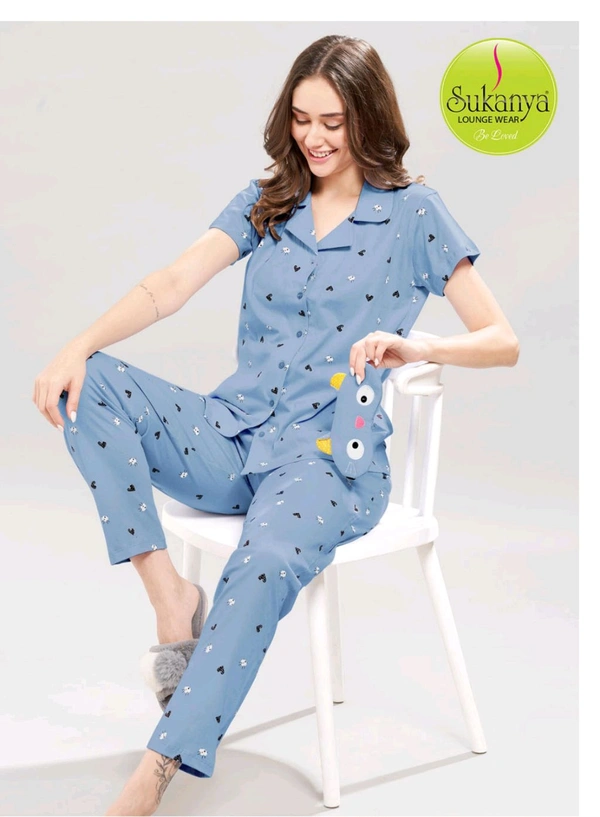 FRONT OPEN HOSIERY NIGHTDRESS  - XL Size, SKY BLUE