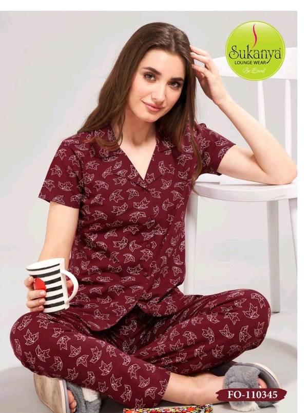 FRONT OPEN HOSIERY NIGHTDRESS  - XL Size, Maroon