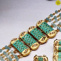 HJ Stylish Mint Green Choker Set - N-211mig - Mint Green, Gold Plating