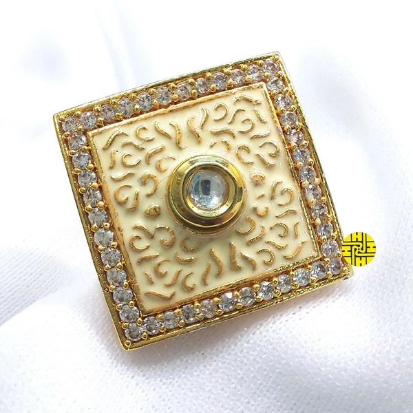 HJ Designer Ivory Ring - Hjr-004a - Ivory, Gold plating