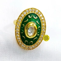 HJ Designer Ring - Hjr-007a - Aqua, Gold Plating