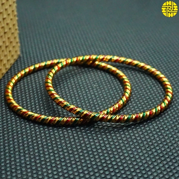 HJ High Gold Plating Designer Bangles Hmb 003a - Multi ( Green-multi ), Golden Plating, 2.4 Flexible