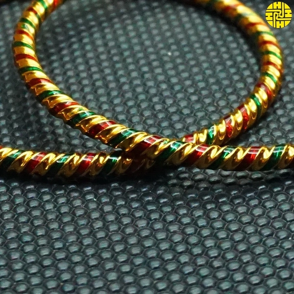 HJ High Gold Plating Designer Bangles Hmb 003a - Multi ( Green-multi ), Golden Plating, 2.4 Flexible