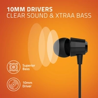 E350M In-Ear Wired Earphone With Mic (Black) - BLACK, Small