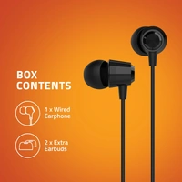 E350M In-Ear Wired Earphone With Mic (Black) - BLACK, Small