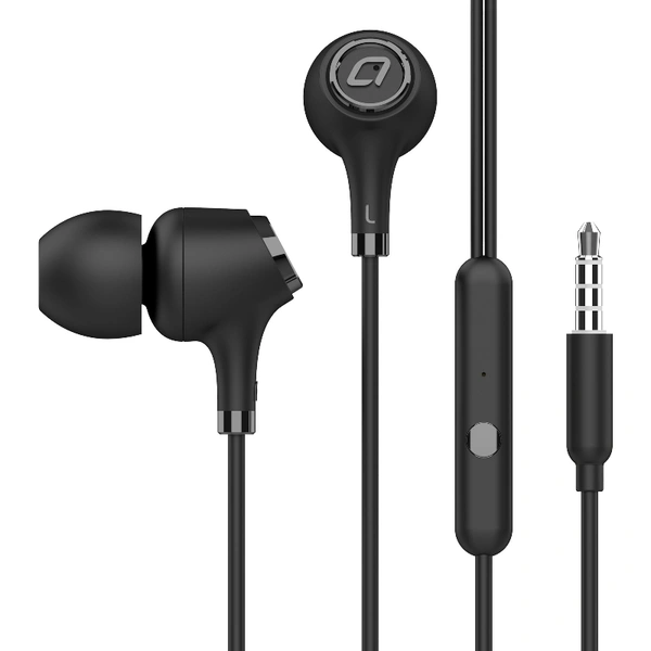 E500M Wired Earphones With Mic - Black, Small