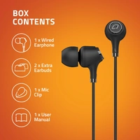 E500M Wired Earphones With Mic - Black, Small