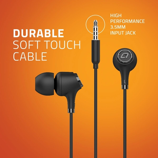 E500M Wired Earphones With Mic - Black, Small