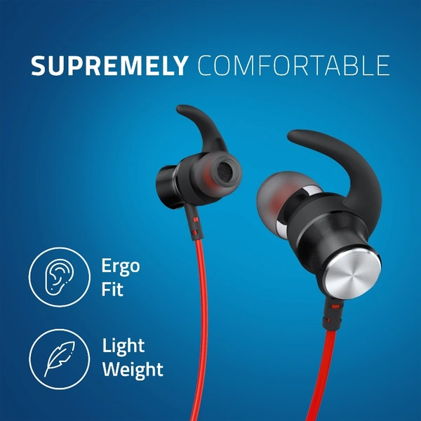 BE930M Sports Bluetooth Wireless Neckband Earphone - Black & Red, Small