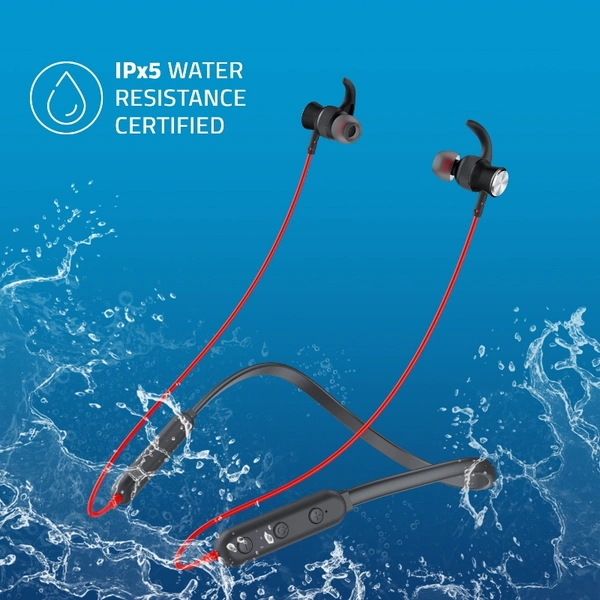 BE930M Sports Bluetooth Wireless Neckband Earphone - Black & Red, Small