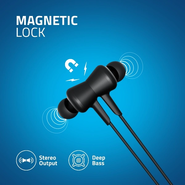 BE990M Sports Bluetooth Wireless Neckband Earphone With Active Noise Cancellation - Black, Small