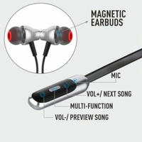 CL-65 Wireless Neckband | Built-in magnetic earbuds - Black, Medium