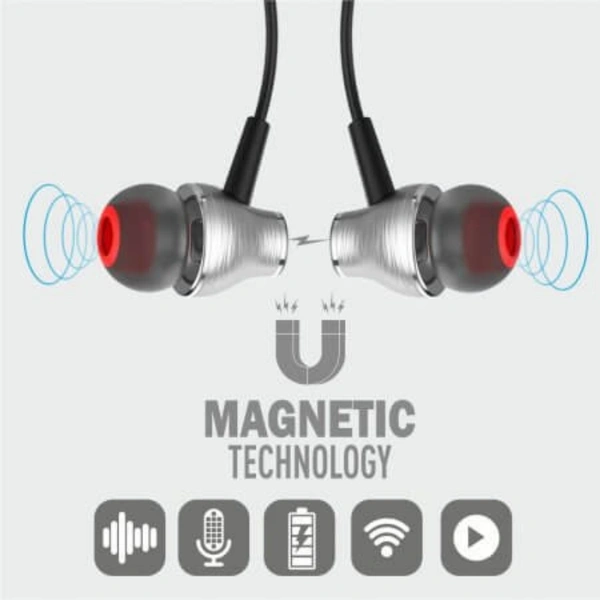 CL-65 Wireless Neckband | Built-in magnetic earbuds - Black, Medium