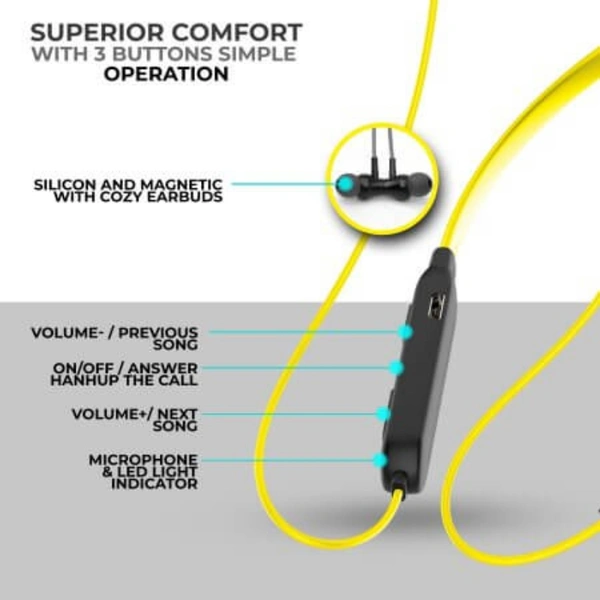 BT-5200 Wireless Neckband - Yellow, Medium