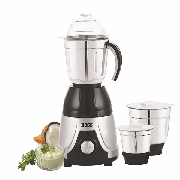BOSS Flora Deluxe Mixer GrinderB243 - Silver & Black, Medium