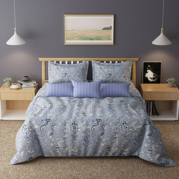 Dew Drop Comforter Set (Comforter + Bedsheet + 2 Pillow Cover) - Dew Drop - Bay Breeze - Double Bed - Double Bed