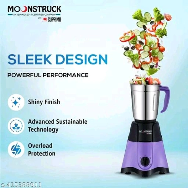 By Suprimo Star Purple Powerful 750 Watt 3 Jar Mixer Grinder Blender With 1100 Watt Dry Dry Iron Mixie For Kitchen 2 Years Warranty (Purple)Name: By Suprimo Star Purple Powerful 750 Watt 3 Jar Mixer Grinder Blender With 1100 Watt Dry Dry Iron Mixie For Kitchen 2 Years Warranty (Purple)Blade Material: Stainless SteelBody Material: Abs PlasticJar Material: Stainless SteelNo Of Jars: 