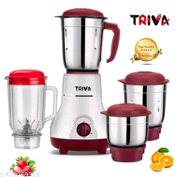  Mixer Grinder JarsName:  Mixer Grinder JarsBlade Material: Stainless SteelBody Material: Abs PlasticColor: RedJar Capacity: 1 LitreJar Material: Stainless SteelNet Quantity (N): 1No Of Jars: 4Operating Voltage: 230 VoltsPower Consumption: 500 WattsProduct Breadth: 21 CmProduct Height: 18 CmProduct Length: 32 CmProduct Weight: 2.5 KgWarranty: 2 Years Brand WarrantyWarranty Period: 