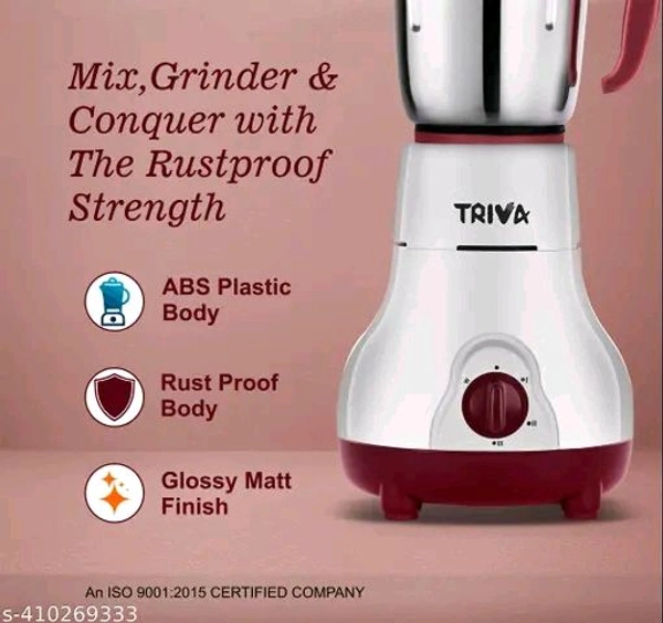  Mixer Grinder JarsName:  Mixer Grinder JarsBlade Material: Stainless SteelBody Material: Abs PlasticColor: RedJar Capacity: 1 LitreJar Material: Stainless SteelNet Quantity (N): 1No Of Jars: 4Operating Voltage: 230 VoltsPower Consumption: 500 WattsProduct Breadth: 21 CmProduct Height: 18 CmProduct Length: 32 CmProduct Weight: 2.5 KgWarranty: 2 Years Brand WarrantyWarranty Period: 