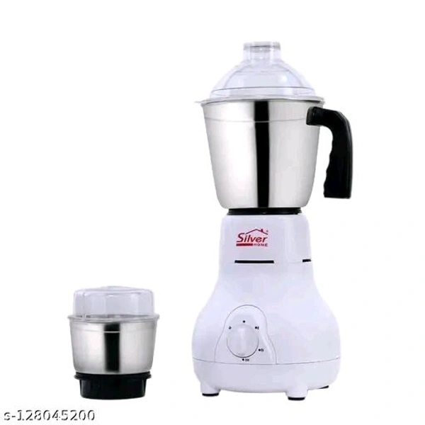 Classic Juicer Mixer GrindersName: Classic Juicer Mixer GrindersBlade Material: Stainless SteelBody Material: Abs PlasticJar Material: Stainless SteelNo Of Jars: 2Product Breadth: 21 CmProduct Height: 16 CmProduct Length: 16 CmNet Quantity (N): 1Net Quantity (N): 1Silver home, with the power of 450 watt is an effective Mixer Grinder for your kitchen 