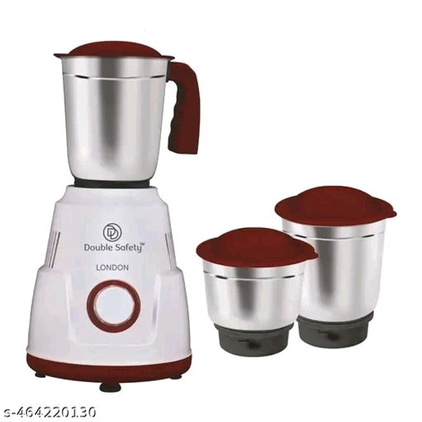 Double Safety Red Mixer Grinder 3 JarsName: Double Safety Red Mixer Grinder 3 JarsProduct Breadth: 30 CmProduct Height: 20 CmProduct Length: 23 CmRed colour Premium Mixer Grinder with 3 Jars Country of Origin: India