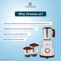 Double Safety Red Mixer Grinder 3 JarsName: Double Safety Red Mixer Grinder 3 JarsProduct Breadth: 30 CmProduct Height: 20 CmProduct Length: 23 CmRed colour Premium Mixer Grinder with 3 Jars Country of Origin: India