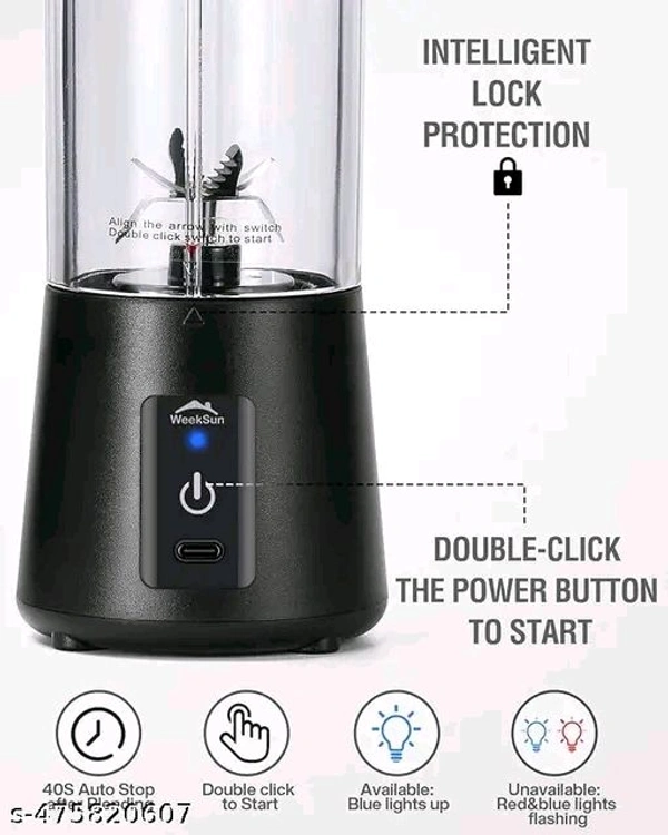380ml Portable Juice Blender, Juicer Bottle Mixer, Juice Maker, Fruit Juicer Machine Electric, USB Rechargeable Personal Size Mini Juicer Grinder for Juices, Shakes and SmoothieName: 380ml Portable Juice Blender, Juicer Bottle Mixer, Juice Maker, Fruit Juicer Machine Electric, USB Rechargeable Personal Size Mini Juicer Grinder for Juices, Shakes and SmoothieMaterial: PlasticType: 
