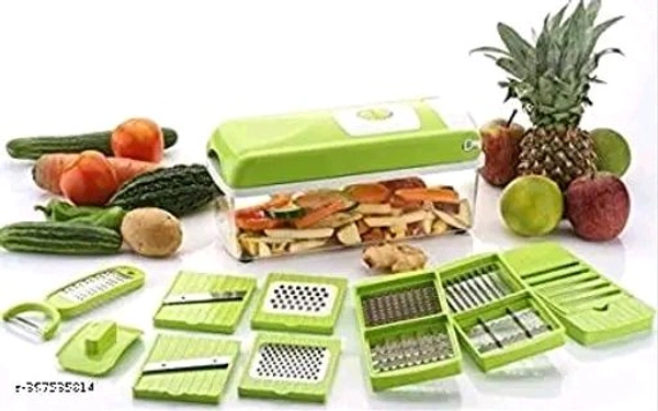 12 in 1 Vegetable Chopper , Nicer Dicer, Slicer, Cutter, ChopperName: 12 in 1 Vegetable Chopper , Nicer Dicer, Slicer, Cutter, ChopperBody Material: PlasticBlade Material: Stainless SteelIdeal For: Fruits And VegetablesProduct Breadth: 10 CmProduct Height: 8 CmProduct Length: 20 CmNet Quantity (N): Pack Of 112 in 1 Vegetable Chopper , Nicer Dicer, Slicer, Cutter, ChopperLarge unbre