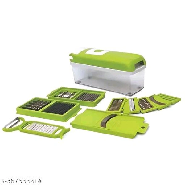 12 in 1 Vegetable Chopper , Nicer Dicer, Slicer, Cutter, ChopperName: 12 in 1 Vegetable Chopper , Nicer Dicer, Slicer, Cutter, ChopperBody Material: PlasticBlade Material: Stainless SteelIdeal For: Fruits And VegetablesProduct Breadth: 10 CmProduct Height: 8 CmProduct Length: 20 CmNet Quantity (N): Pack Of 112 in 1 Vegetable Chopper , Nicer Dicer, Slicer, Cutter, ChopperLarge unbre