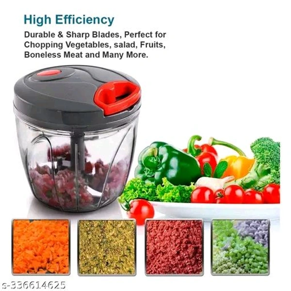 Plastic 950ml Kitchen Chopper with 5 Blades and 1 Plastic Whisker, Multipurpose Manual Chopper, Vegetable & Fruit Cutter Chopper -(GREY) PREMIUM QUALITY PRODUCTName: Plastic 950ml Kitchen Chopper with 5 Blades and 1 Plastic Whisker, Multipurpose Manual Chopper, Vegetable & Fruit Cutter Chopper -(GREY) PREMIUM QUALITY PRODUCTBody Material: PlasticBlade Material: Stainless SteelIdeal
