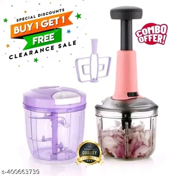 1000ML + 1000ML Combo of Standard Hand Press Push Chopper (1000 ml) and Compact Dori Chopper Cutter Mixer (1000 ml) with Stainless Steel Blades and Whisker Blade for effortlessly Chopping Vegetables Fruits for Your Kitchen (Value Pack) (PACK OF 2) Manual Choppers & Chippers.Name: 1000ML + 1000ML Combo of Standard Hand Press Push Chopper (1000 ml) and Compact Dori Chopper Cutter Mix
