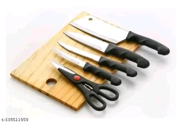 DNJ ORIGINAL Knives & knife set with chopper slicer cutting board // Wooden Chopping Board || Meat cutting Knife Chopper | Premium Chef Knife | Utility Knife | Laser Knife | kitchen scissor | vegetable slicer peeler Graters, chopper , Chipper, SS knife SET OF 6)Name: DNJ ORIGINAL Knives & knife set with chopper slicer cutting board // Wooden Chopping Board || Meat cutting Knife 