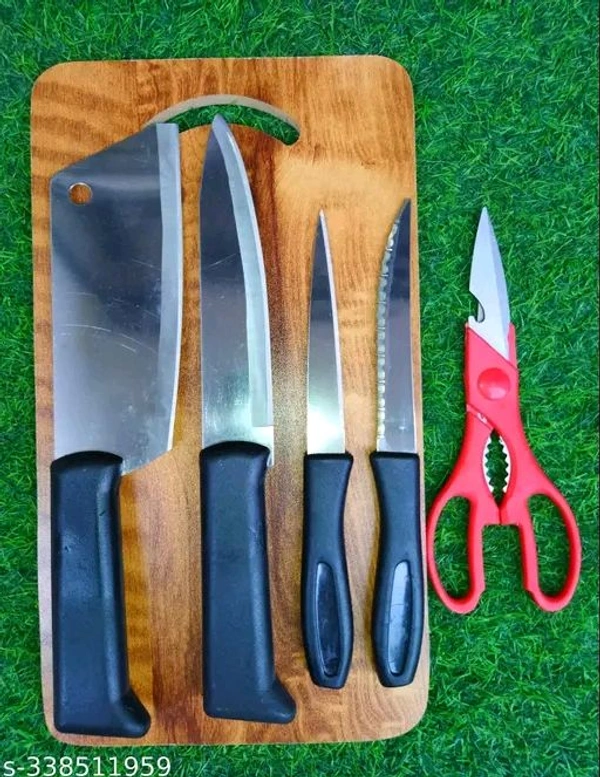 DNJ ORIGINAL Knives & knife set with chopper slicer cutting board // Wooden Chopping Board || Meat cutting Knife Chopper | Premium Chef Knife | Utility Knife | Laser Knife | kitchen scissor | vegetable slicer peeler Graters, chopper , Chipper, SS knife SET OF 6)Name: DNJ ORIGINAL Knives & knife set with chopper slicer cutting board // Wooden Chopping Board || Meat cutting Knife 