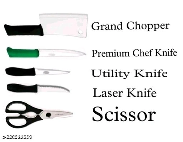 DNJ ORIGINAL Knives & knife set with chopper slicer cutting board // Wooden Chopping Board || Meat cutting Knife Chopper | Premium Chef Knife | Utility Knife | Laser Knife | kitchen scissor | vegetable slicer peeler Graters, chopper , Chipper, SS knife SET OF 6)Name: DNJ ORIGINAL Knives & knife set with chopper slicer cutting board // Wooden Chopping Board || Meat cutting Knife 