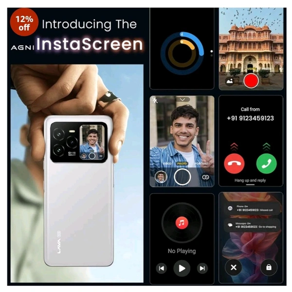 Lava Agni 3 5G (Pristine Glass, 8GB+128GB) | India's 1st Dual AMOLED | Dimensity 7300X | 50MP Triple AI Camera | 66W Fast Charge,5000 mAh Battery | Clean UI | Free Replacement @ Home | with Charger - 256gb, Pristine glass