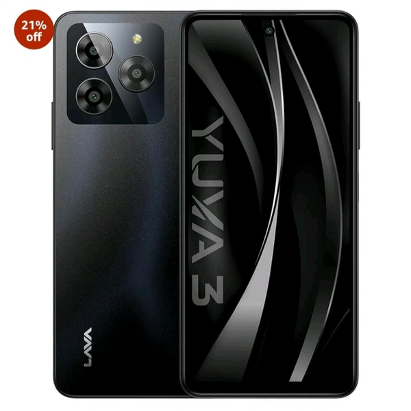 Lava Yuva 3 (Eclipse Black, 4+4*GB + 128GB)|Segment's Most Affordable Smartphone with 128 GB (UFS 2.2) Storage | 90Hz Punch Hole Display|13MP AI Triple Camera|Side Fingerprint Sensor |Bloatware Free - Eclipse Black, 128 GB