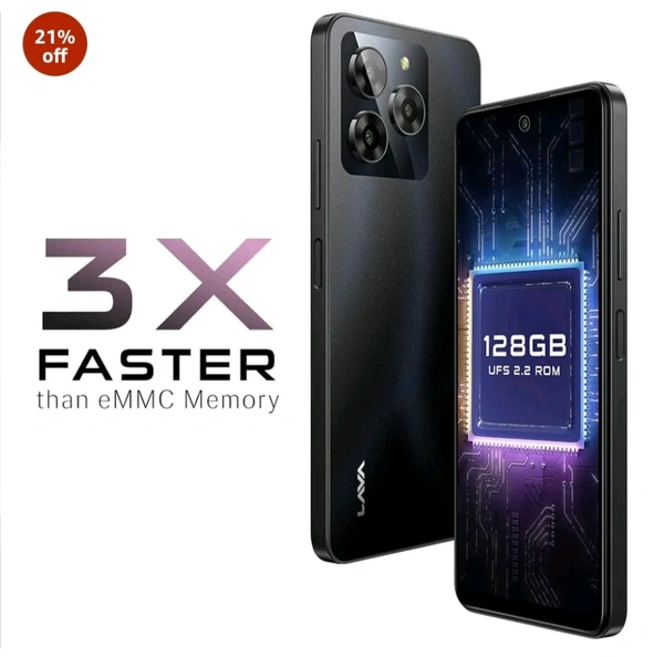 Lava Yuva 3 (Eclipse Black, 4+4*GB + 128GB)|Segment's Most Affordable Smartphone with 128 GB (UFS 2.2) Storage | 90Hz Punch Hole Display|13MP AI Triple Camera|Side Fingerprint Sensor |Bloatware Free - Eclipse Black, 128 GB