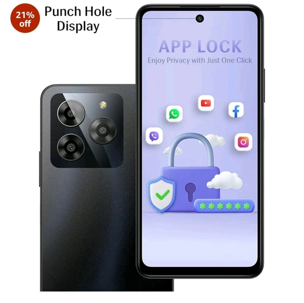 Lava Yuva 3 (Eclipse Black, 4+4*GB + 128GB)|Segment's Most Affordable Smartphone with 128 GB (UFS 2.2) Storage | 90Hz Punch Hole Display|13MP AI Triple Camera|Side Fingerprint Sensor |Bloatware Free - Eclipse Black, 128 GB