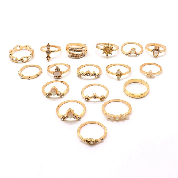 Alloy Ring Set - Gold, Adjustable