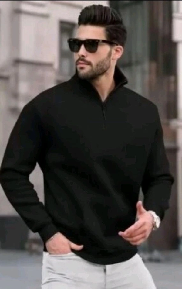 Casual Sweatshirt for Men (Black) - Black, M
