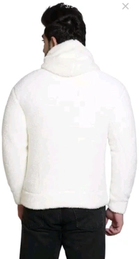 Woolen Full Sleeves Hoodie for Men - White, M