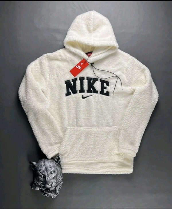 Fur Printed Hoodie for Men - White, M