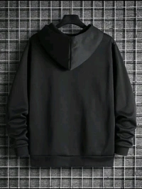 Full Sleeves Printed Hoodie for Men - Black, M