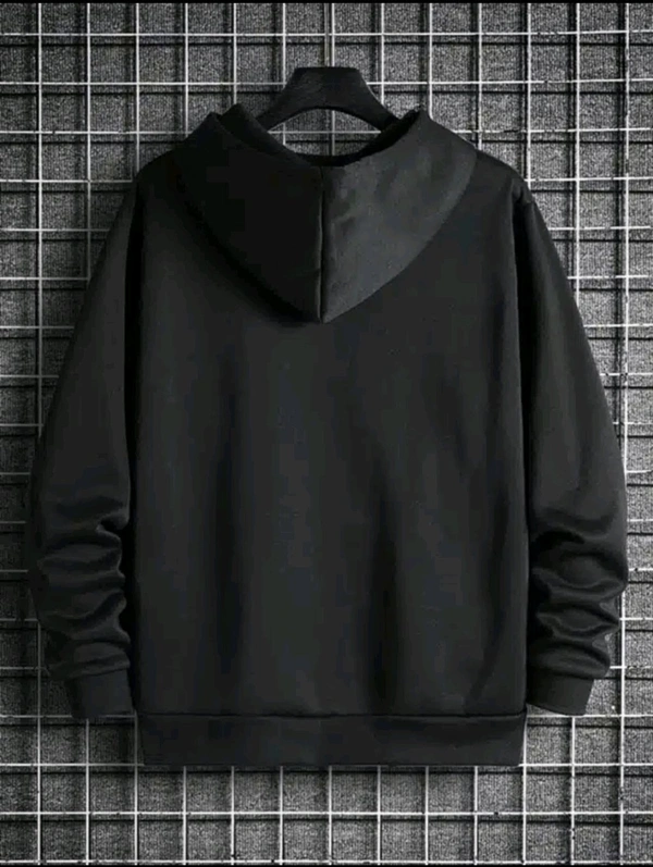 Full Sleeves Printed Hoodie for Men - Black, M