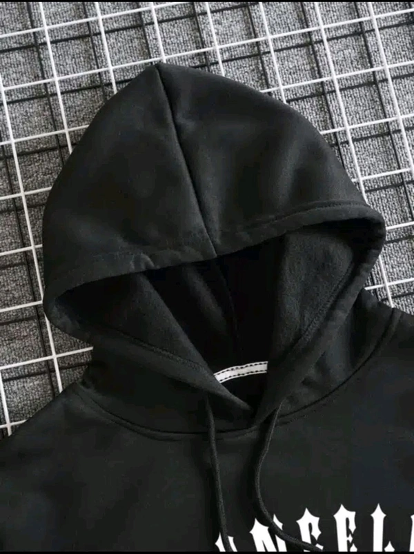 Full Sleeves Printed Hoodie for Men - Black, M