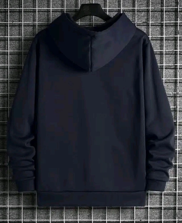Full Sleeves Printed Hoodie for Men - Dark Blue, M