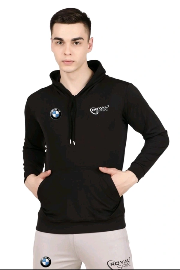 Lycra Printed Tracksuit for Men - Black and grey, M