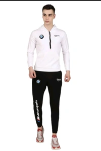 Lycra Printed Tracksuit for Men - Black and grey, M
