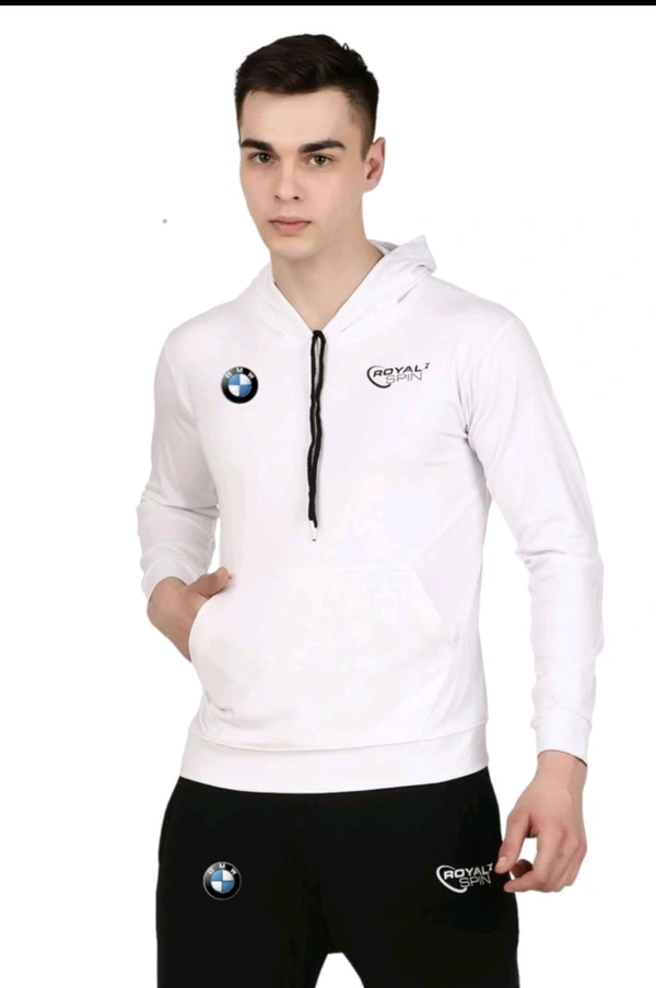 Lycra Printed Tracksuit for Men - White and black, XL